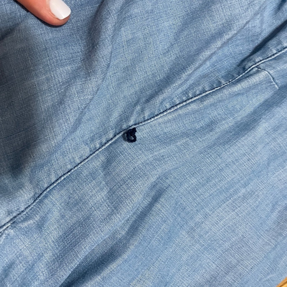 New York & Company Chambray Denim Midi Swing Dress Racerback Sleeveless Women‎ M - Picture 7 of 8